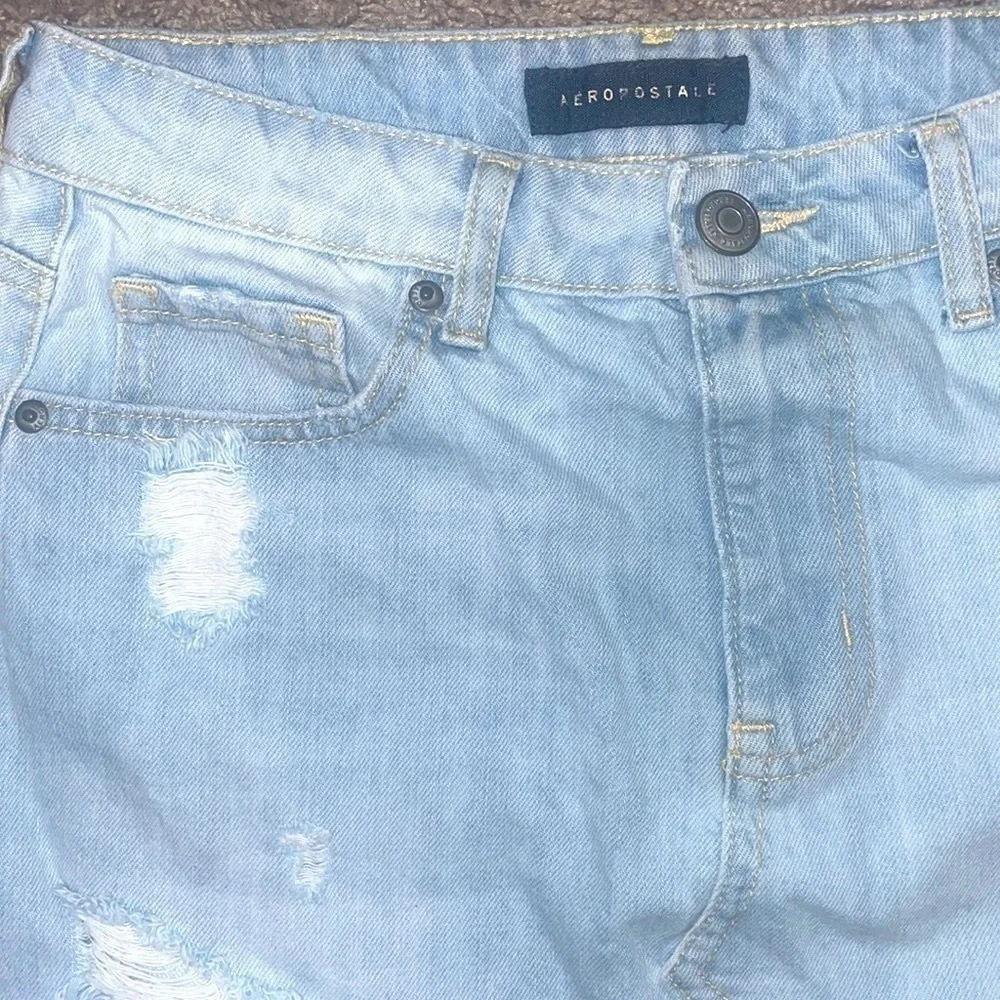AEROPOSTALE Denim Mini Skirt small Jean Y2K Vintage Distressed Light Wash size 6